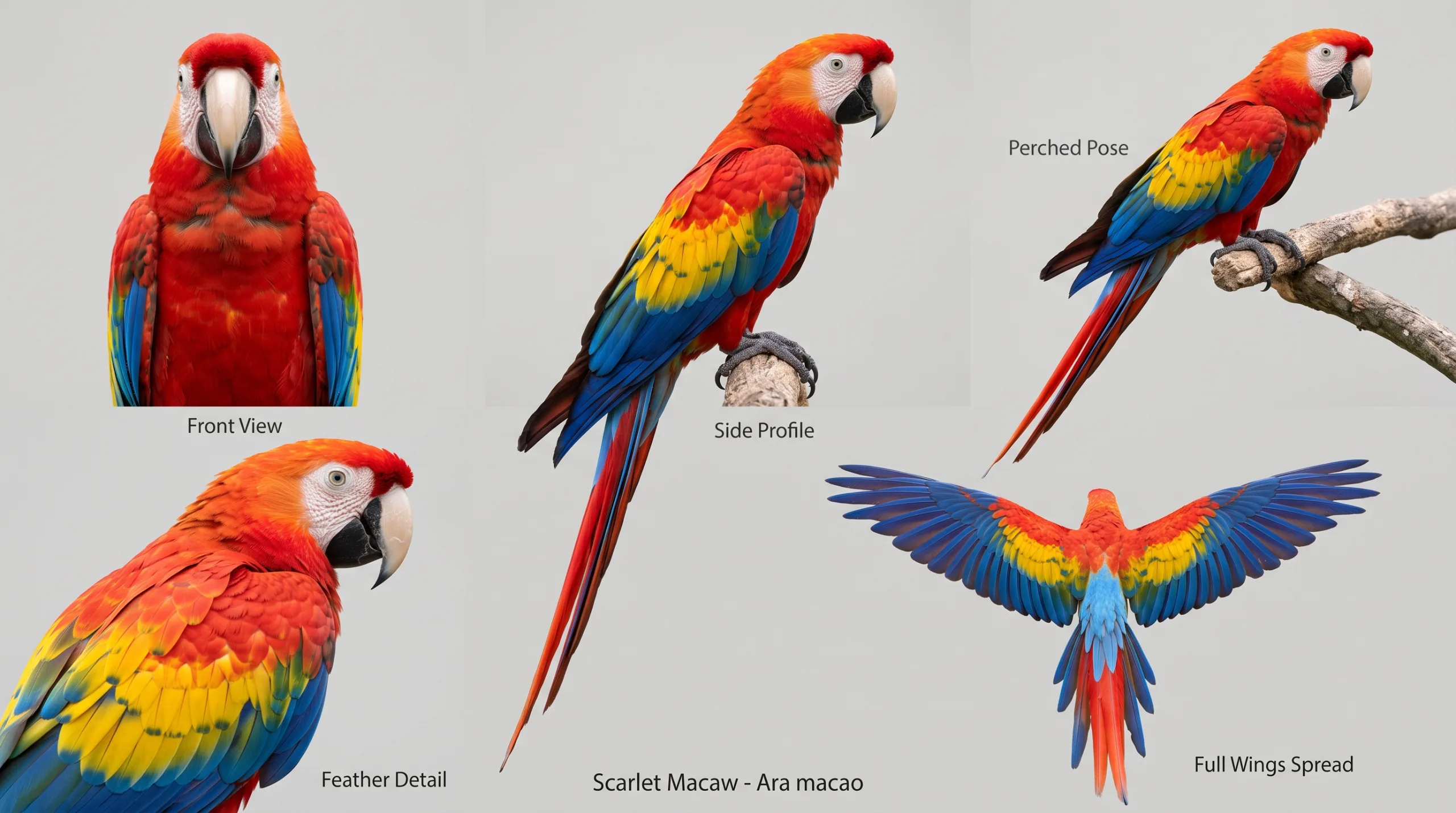 Scarlet Macaw Reference Sheet