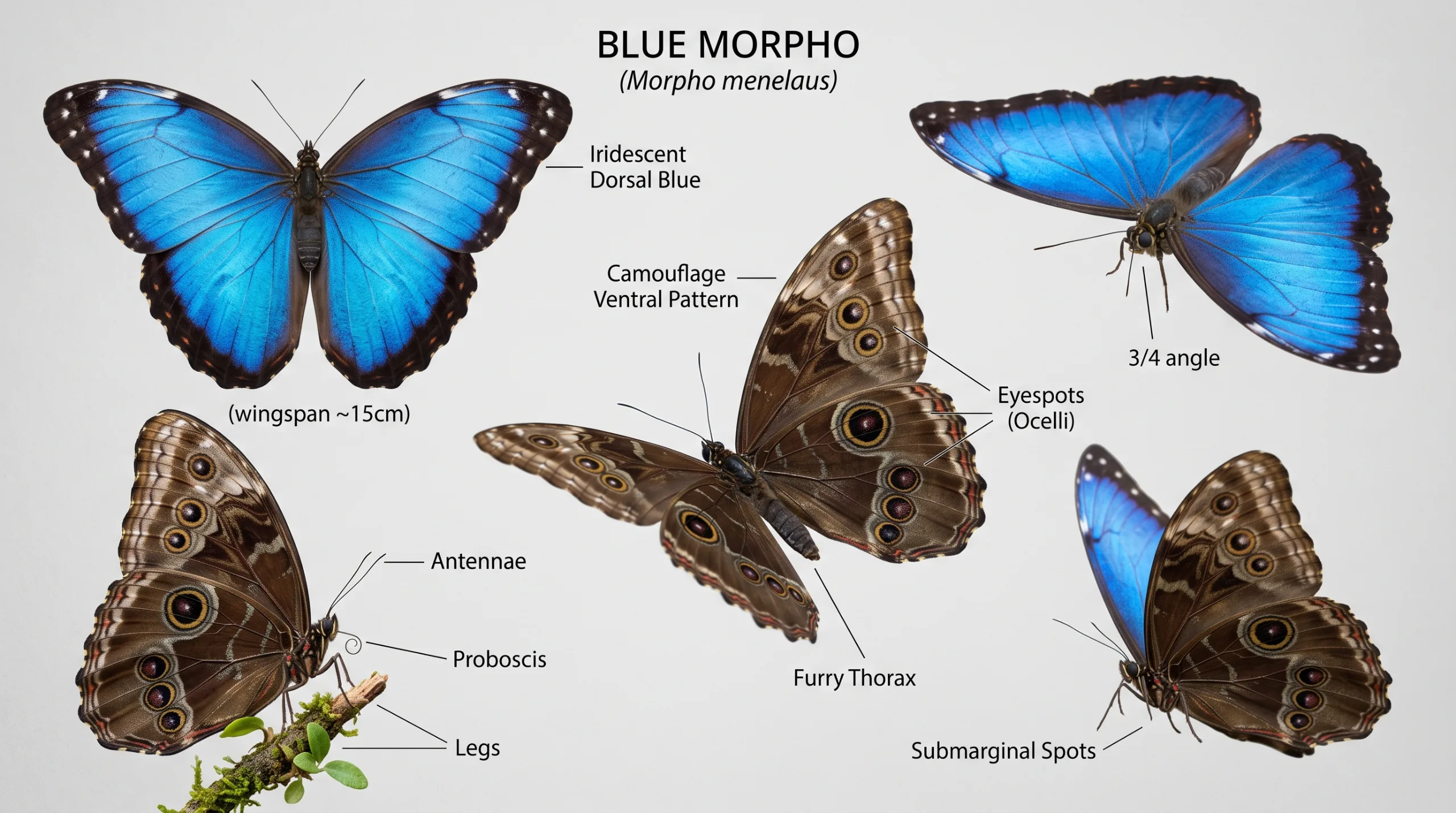 Blue Morpho Butterfly Reference Sheet